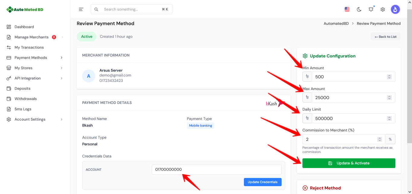 Payment Method Details